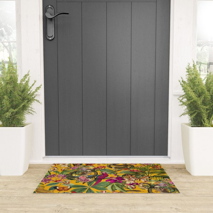 Snake Princess Tropical Jungle Vibes Multicolor Yellow Welcome Mat Gallery Image 3