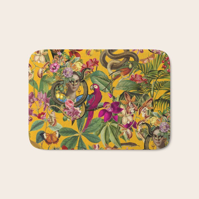 Snake Princess Tropical Jungle Vibes Multicolor Yellow Bath Mat Gallery Image 1