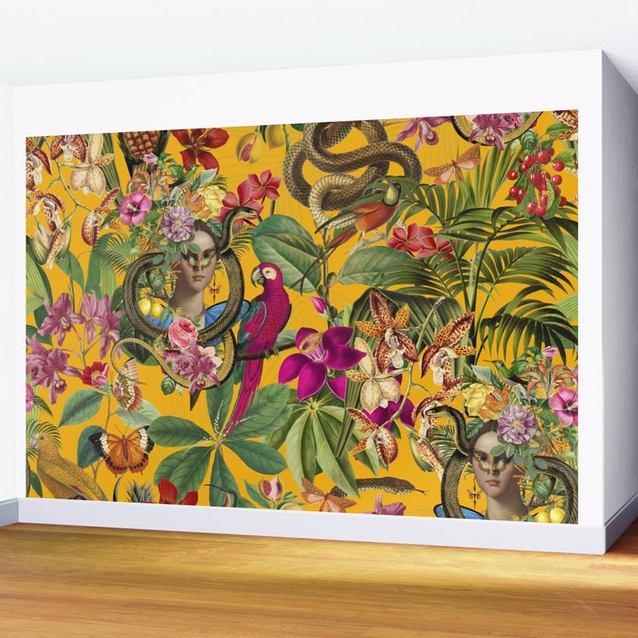 Snake Princess Tropical Jungle Vibes Multicolor Yellow Wall Mural Gallery Image 2