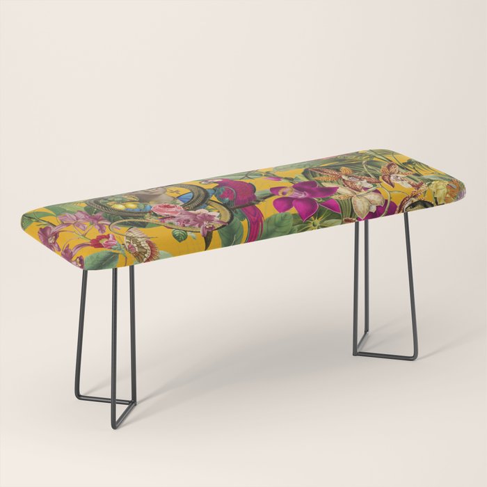 Snake Princess Tropical Jungle Vibes Multicolor Yellow Bench Gallery Image 1