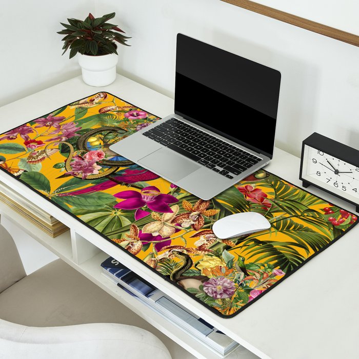 Snake Princess Tropical Jungle Vibes Multicolor Yellow Desk Mat Gallery Image 2