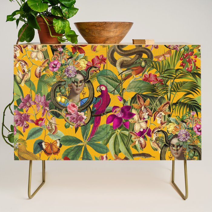 Snake Princess Tropical Jungle Vibes Multicolor Yellow Credenza Gallery Image 1