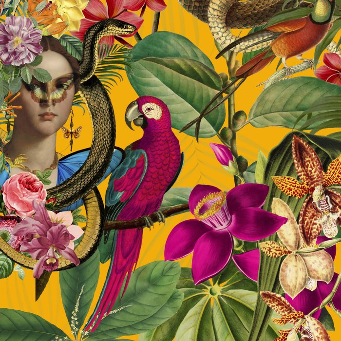 Snake Princess Tropical Jungle Vibes Multicolor Yellow Coffee Mug Gallery Image 2
