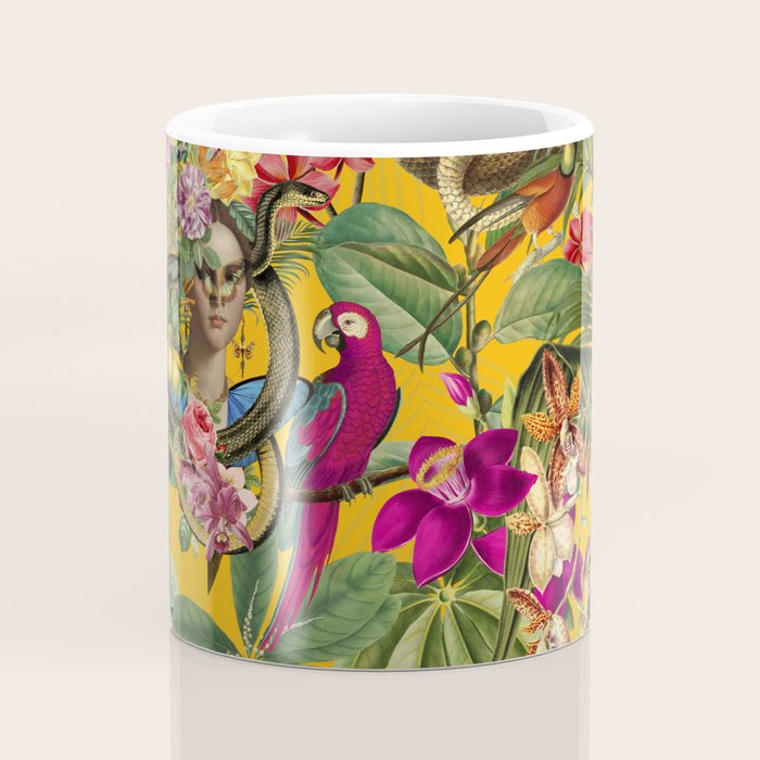 Snake Princess Tropical Jungle Vibes Multicolor Yellow Coffee Mug Gallery Image 4