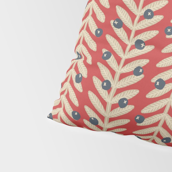 Festive Berries / Red, Beige & Blue Pillow Sham Gallery Image 4
