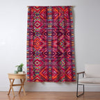 Rose Oasis: Vintage Bohemian Geometric Heritage Window Curtain Gallery Image 5