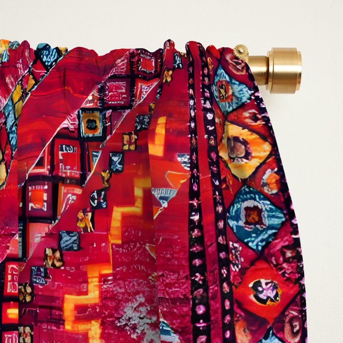 Rose Oasis: Vintage Bohemian Geometric Heritage Window Curtain Gallery Image 2