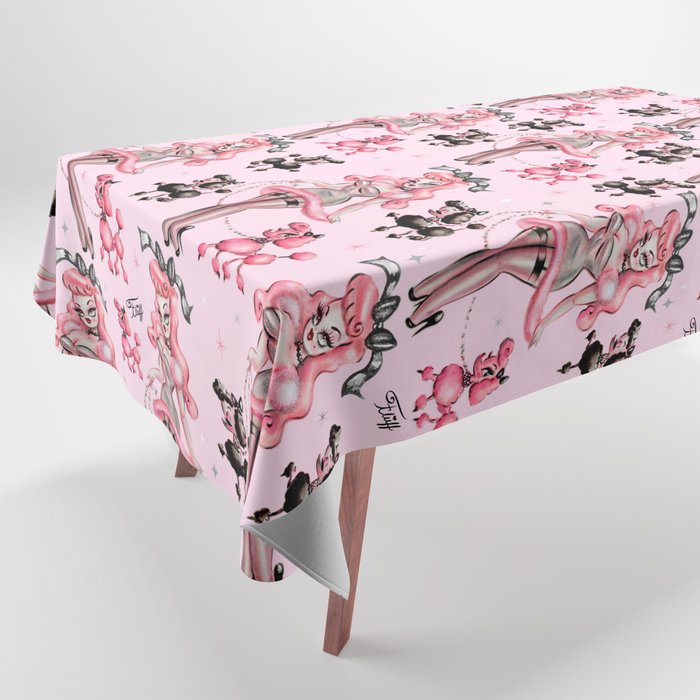 Miss Pink Poodle Tablecloth Gallery Image 1