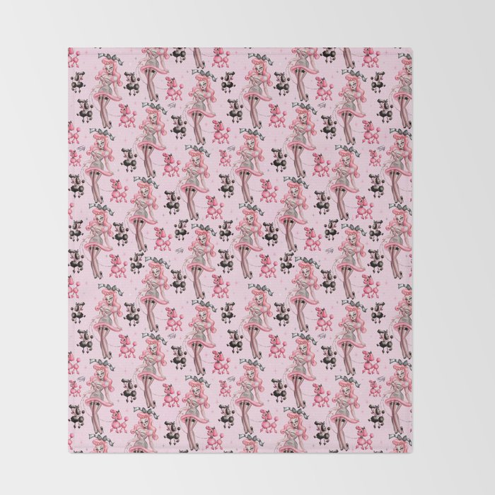 Miss Pink Poodle Throw Blanket Gallery Image 2