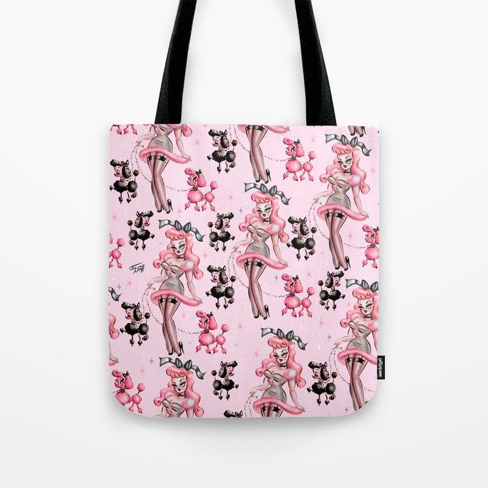 Miss Pink Poodle Tote Bag Gallery Image 1