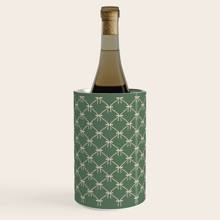 Bows & Ribbons Pattern XXVI Natural Green Wine Chiller Gallery Image 1