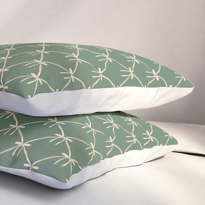 Bows & Ribbons Pattern XXVI Natural Green Pillow Sham Gallery Image 3