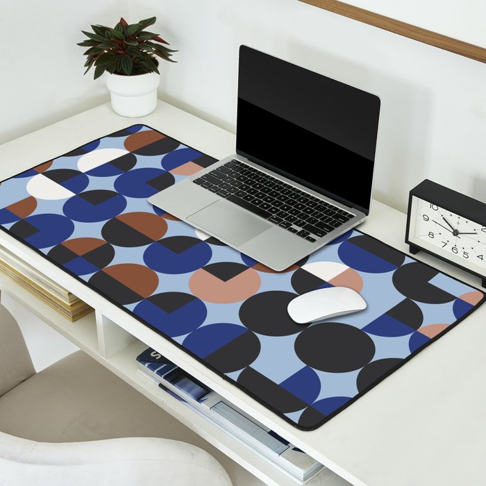 brown blue geometric elegance Desk Mat Gallery Image 2