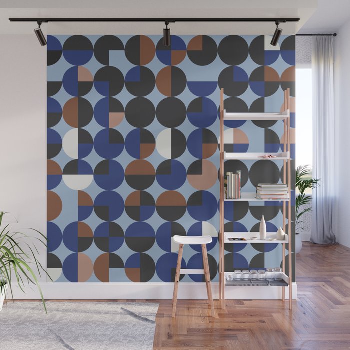 brown blue geometric elegance Wall Mural Gallery Image 1