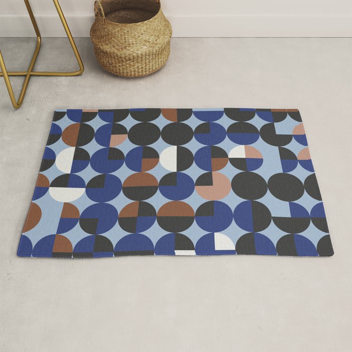 brown blue geometric elegance Rug Gallery Image 1