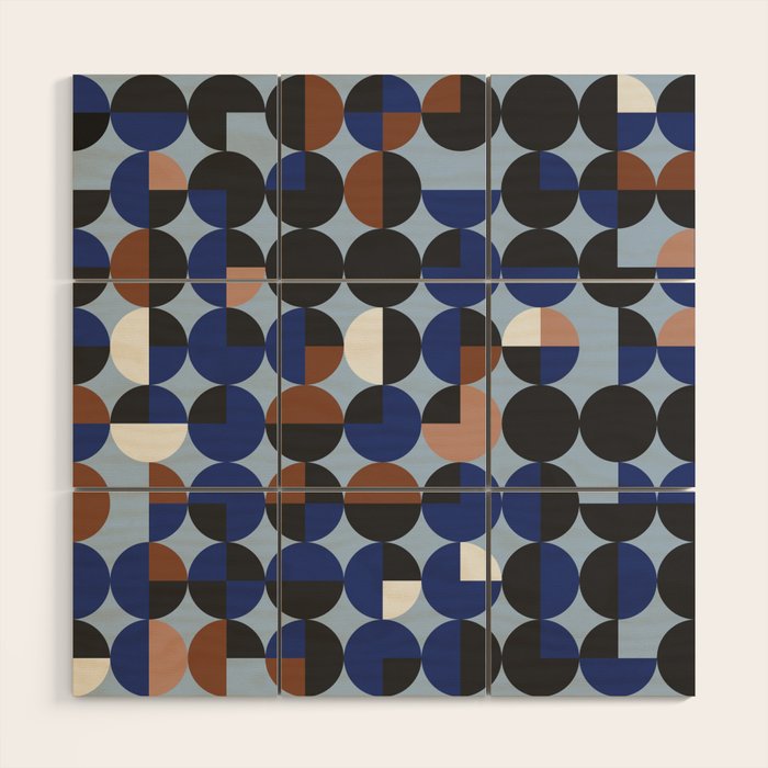 brown blue geometric elegance Wood Wall Art Gallery Image 1