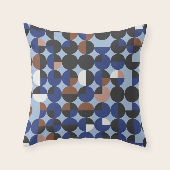 brown blue geometric elegance Throw Pillow Gallery Image 6