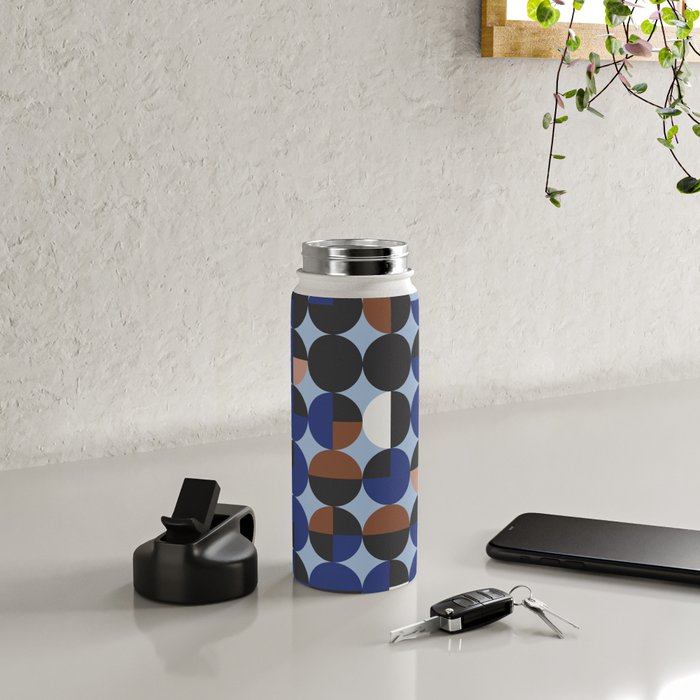 brown blue geometric elegance Water Bottle Gallery Image 4