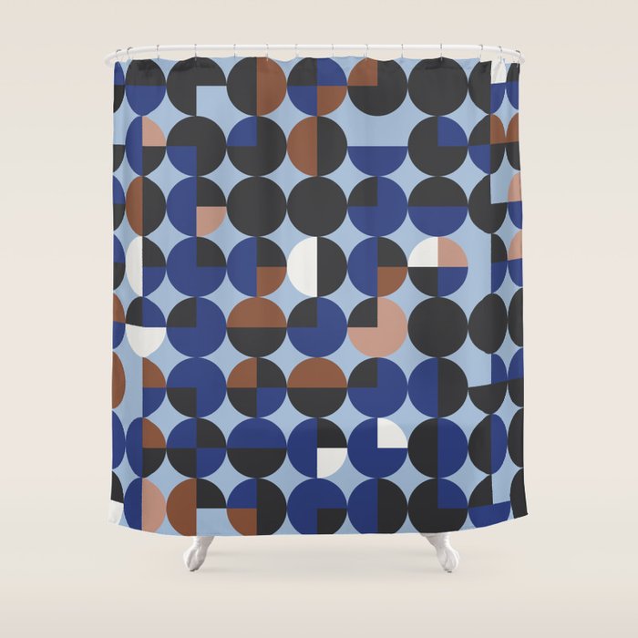 brown blue geometric elegance Shower Curtain Gallery Image 1