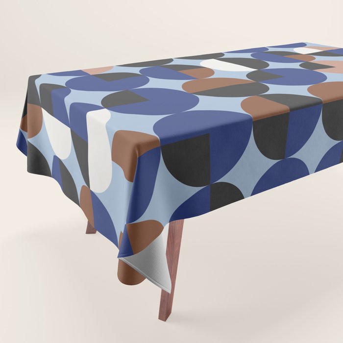 brown blue geometric elegance Tablecloth Gallery Image 1
