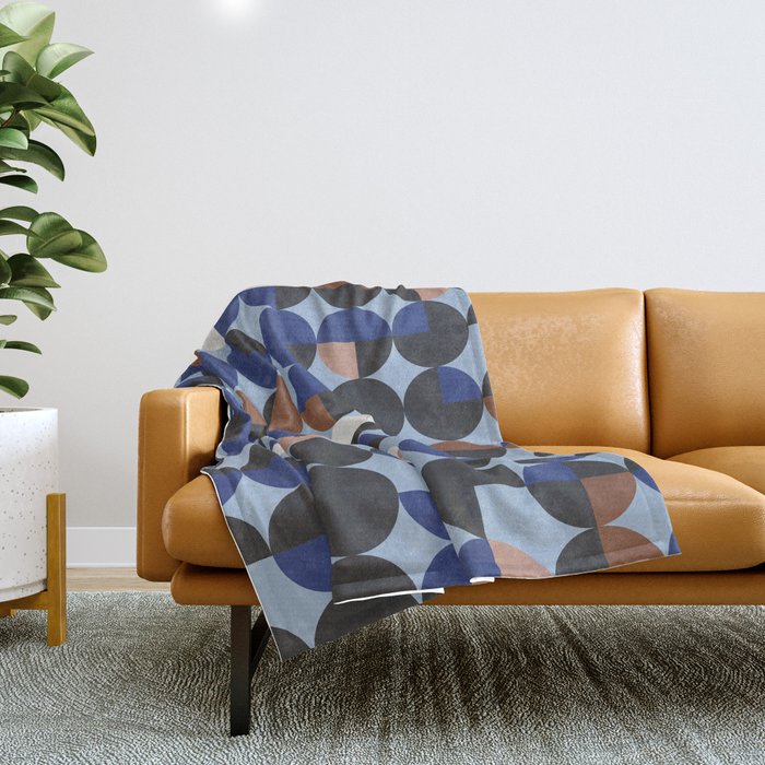 brown blue geometric elegance Throw Blanket Gallery Image 1