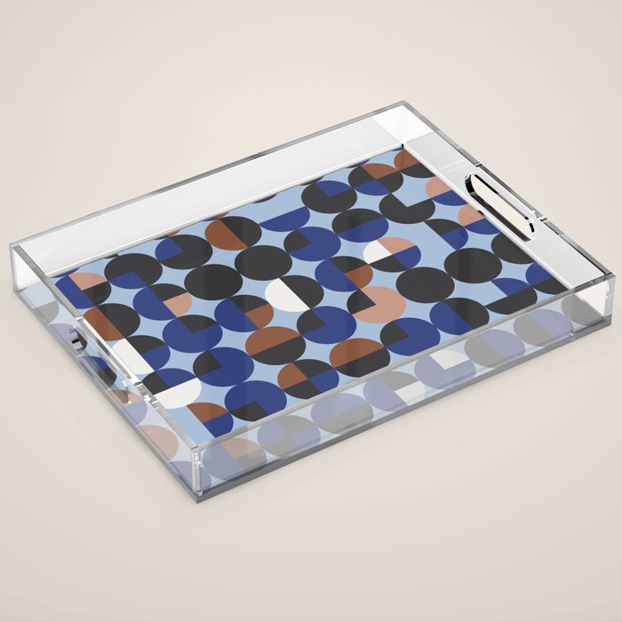 brown blue geometric elegance Acrylic Tray Gallery Image 1