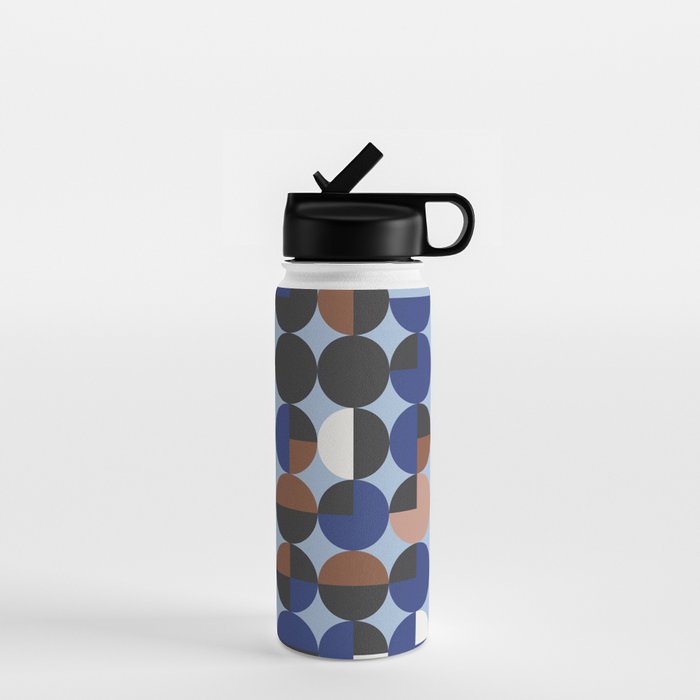 brown blue geometric elegance Water Bottle Gallery Image 1