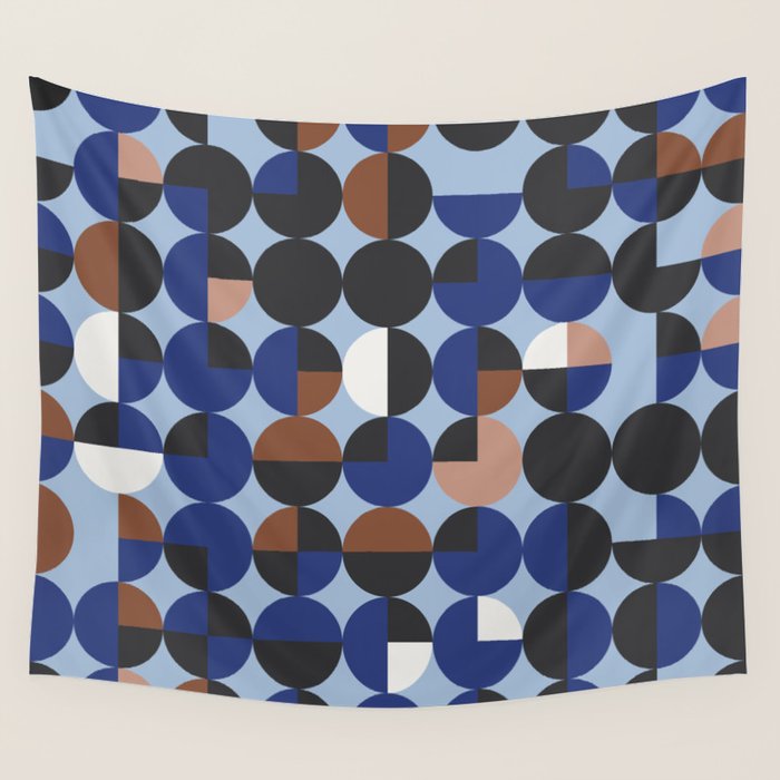 brown blue geometric elegance Wall Tapestry Gallery Image 4