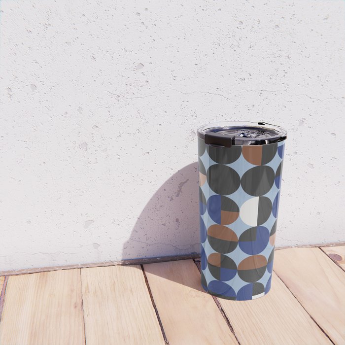 brown blue geometric elegance Travel Mug Gallery Image 4