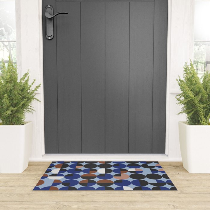 brown blue geometric elegance Welcome Mat Gallery Image 3