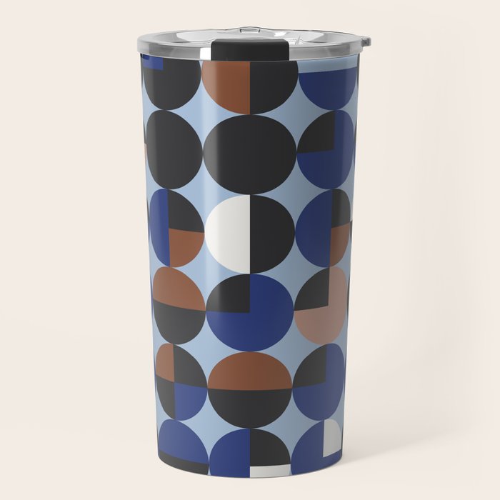 brown blue geometric elegance Travel Mug Gallery Image 1
