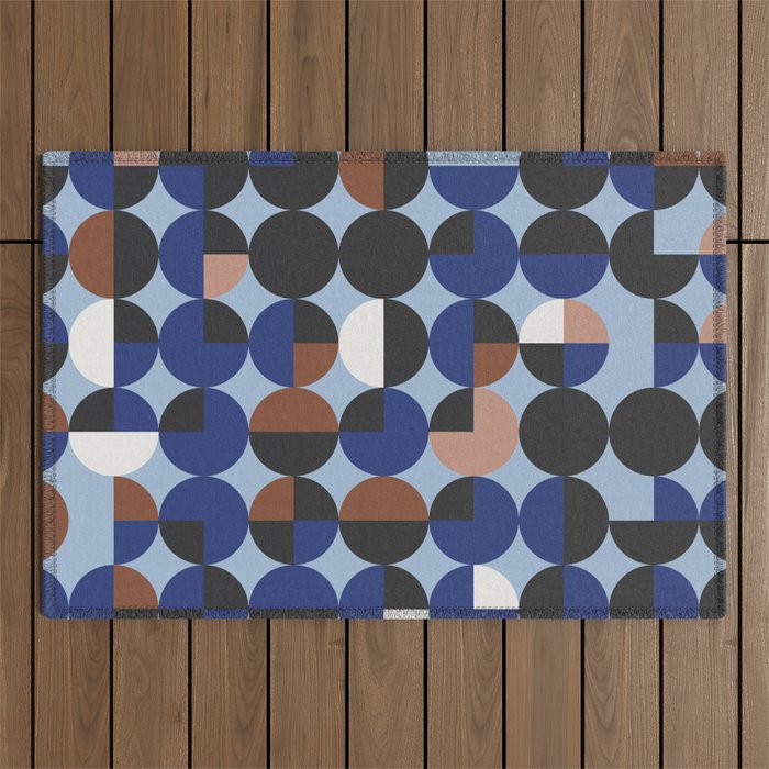 brown blue geometric elegance Outdoor Rug Gallery Image 1