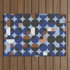 brown blue geometric elegance Outdoor Rug Gallery Image 1