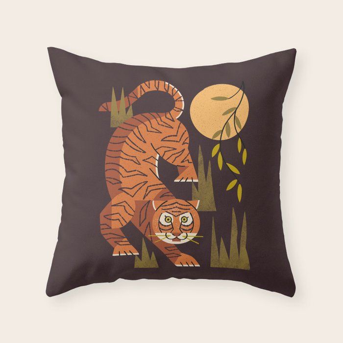Tiger Moon Throw Pillow Gallery Image 1
