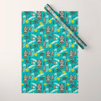 Island Tiki Aqua Wrapping Paper Gallery Image 1