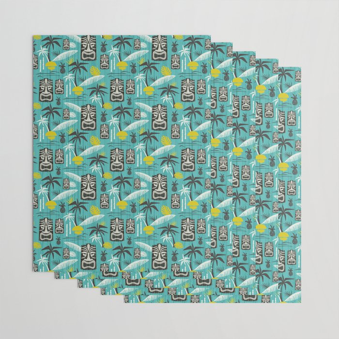 Island Tiki Aqua Wrapping Paper Gallery Image 3