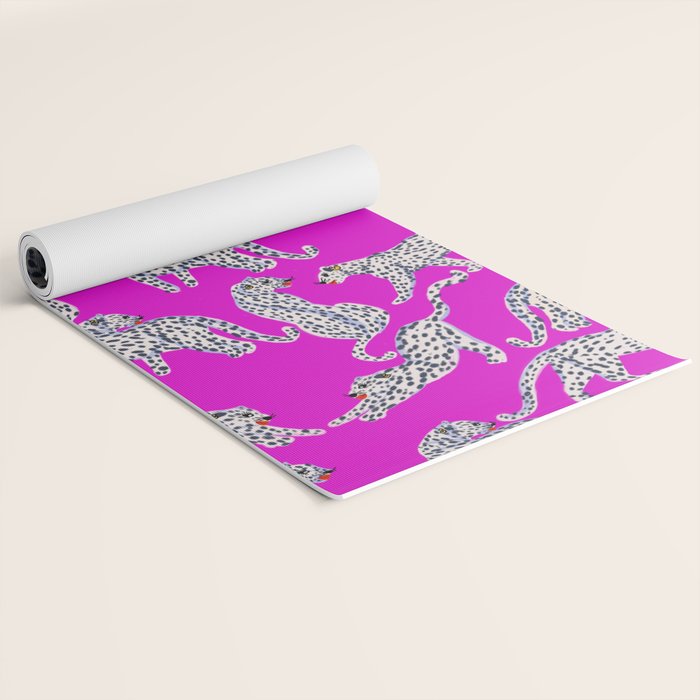 Abstract white leopards with red lips Yoga Mat Gallery Image 2