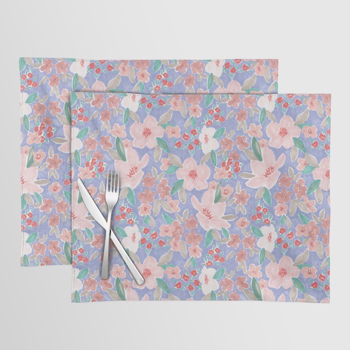 Marker Florals - Blue Coral Placemat Gallery Image 1
