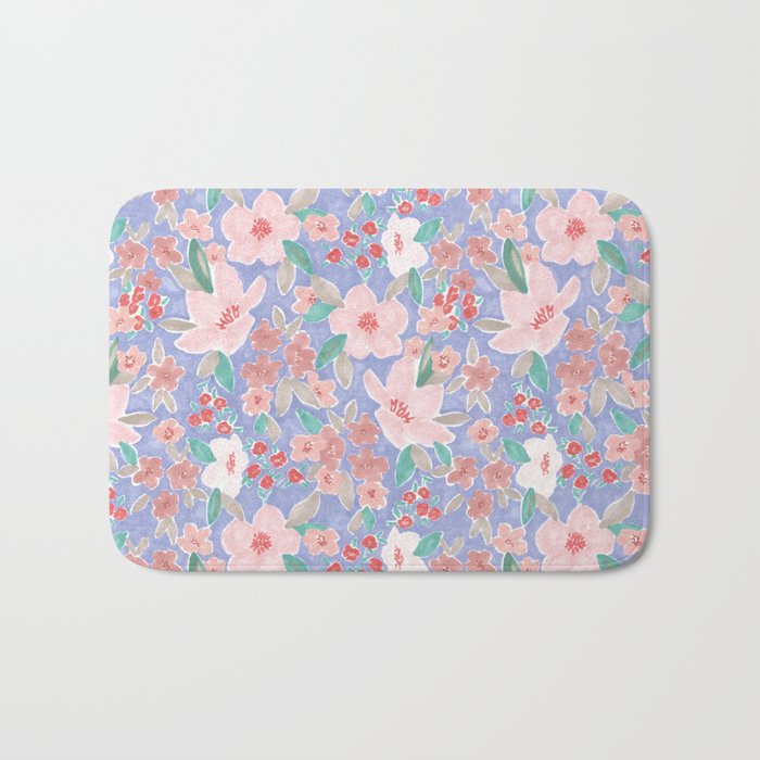 Marker Florals - Blue Coral Bath Mat Gallery Image 1