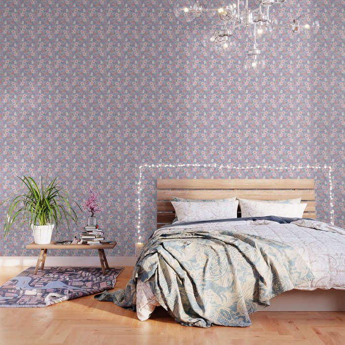Marker Florals - Blue Coral Wallpaper Gallery Image 3