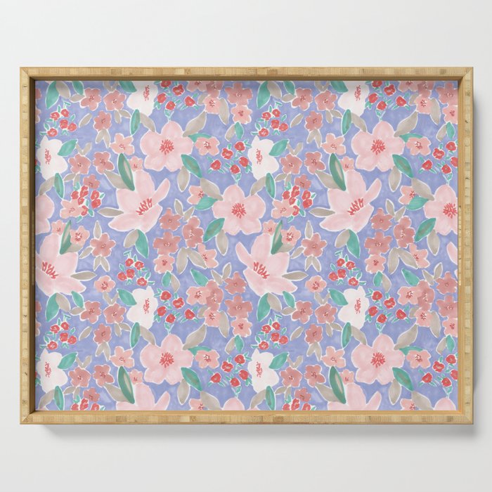 Marker Florals - Blue Coral Serving Tray Gallery Image 1