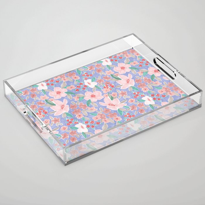 Marker Florals - Blue Coral Acrylic Tray Gallery Image 1