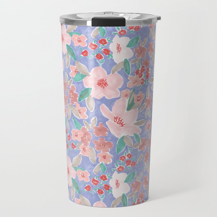 Marker Florals - Blue Coral Travel Mug Gallery Image 1