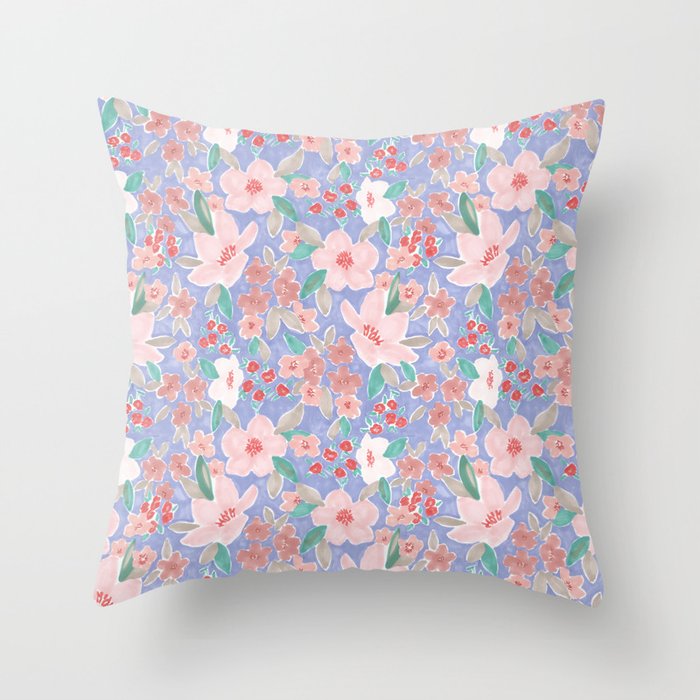 Marker Florals - Blue Coral Throw Pillow Gallery Image 6