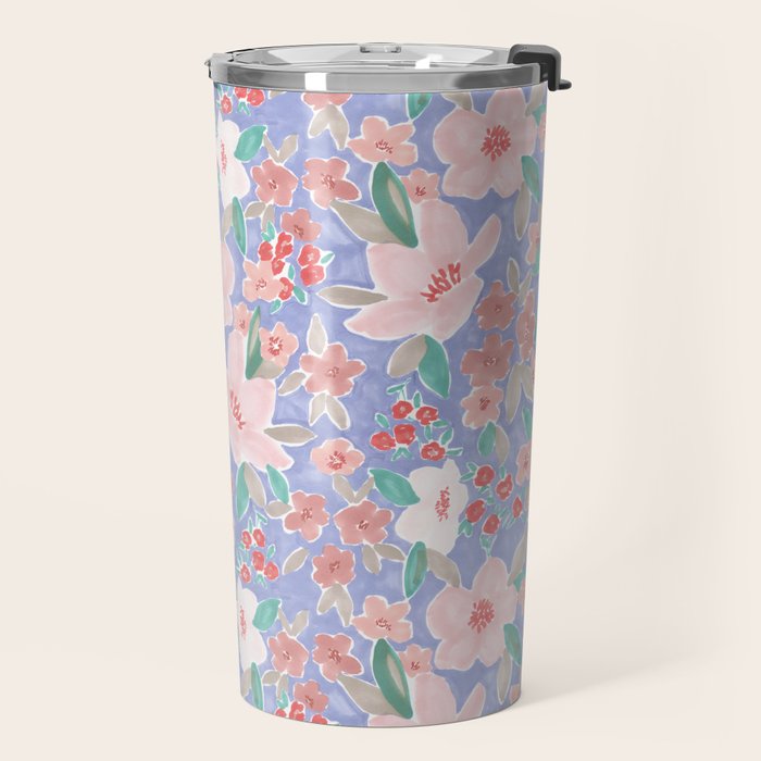 Marker Florals - Blue Coral Travel Mug Gallery Image 2