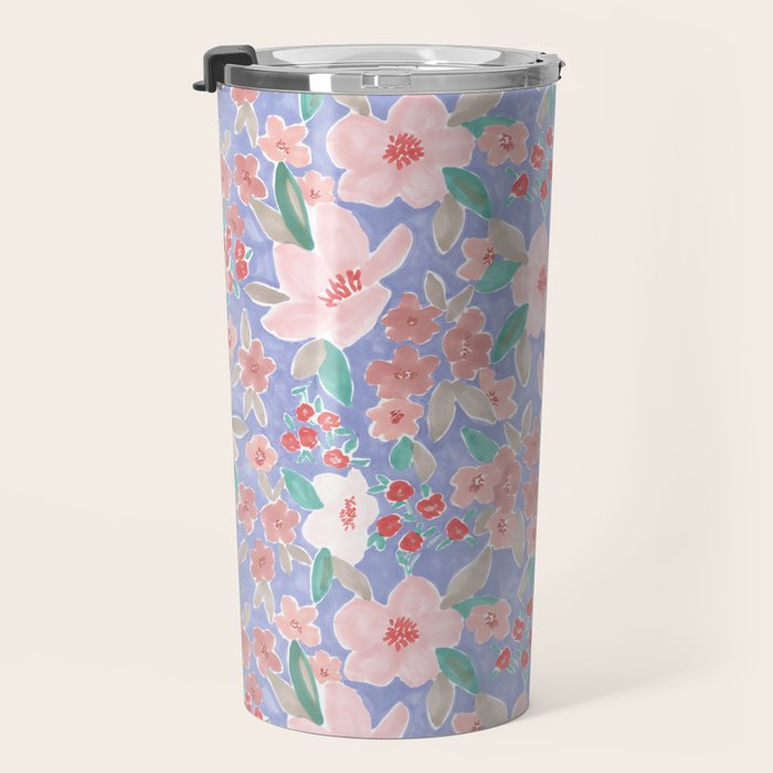 Marker Florals - Blue Coral Travel Mug Gallery Image 3