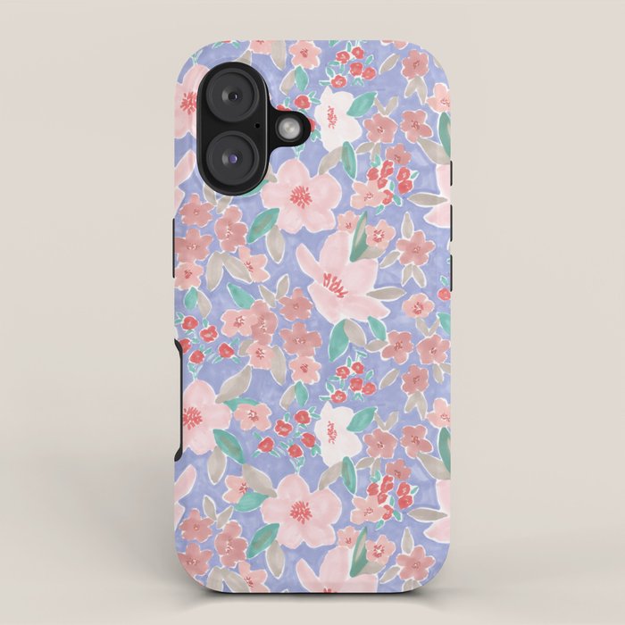 Marker Florals - Blue Coral iPhone Case Gallery Image 1