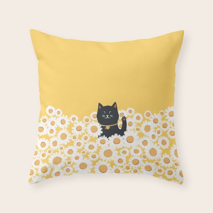 Hidden cat 23 hello annyeong Throw Pillow Gallery Image 6