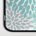 Floral Pattern, Aqua, Teal, Turquoise and Gray Laptop Sleeve Gallery Image 3