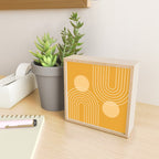 Mid Century Modern Geometric 118 in Yellow Gold Shades (Rainbow and Sun Abstraction) Mini Art Print Gallery Image 2